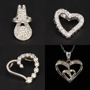 DESIGNER Sterling Silver DAKOTA WEST Diamond MOM JORDAN Heart Pendants Chain LOT